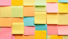  A Multicolored Wall With Lots Of Post It Notes Attached To The Sides Of Each Of The Walls And The Bottom Half Of Each Of The Walls Is Different Colors.