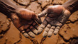 close-up of a pair of hands cupped in desperation bespeaks the urgent need for clean water solutions in African communities