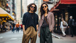 © thodonal - Stylish young couple walking confidently on city street