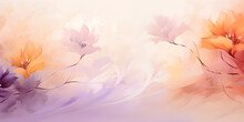 Abstract Pastel Purple And Orange Floral Background With Copy Space
