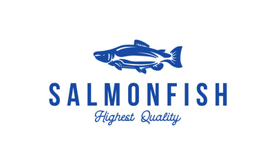 Wall Mural - salmon fish vector logo design for sea food cafe restaurant. wild salmon illustration concept