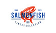 salmon fish vector logo design for sea food cafe restaurant. wild salmon illustration concept