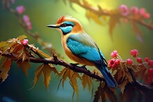 Glorious Bird Resting On Branch. Generative AI