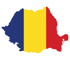 Romania map. Map of Romania with Romania flag