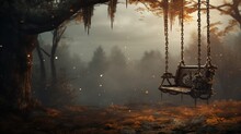 A Rusted Swing Swaying Gently In The Breeze, Its Chains Groaning In Quiet Lament
