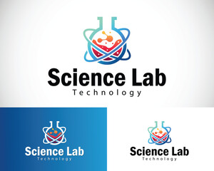 Fototapete - Science lab logo creative molecule biology technology design concept