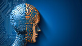 Fototapeta Do akwarium - Digital Brain: Concept of Artificial Intelligence with Futuristic Network Connections