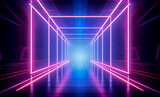 Fototapeta Perspektywa 3d - Abstract neon light neon geometric background. Luminous neon glowing lines.