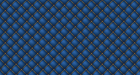Poster - simple upholstery quilted background. quilted stitched background pattern. blue leather texture sofa