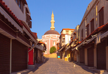 Wall Mural - Old medieval Ottoman Suleiman Mosque in Rhodes.