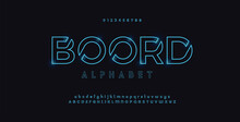 BOORD Double Line Monogram Alphabet And Tech Fonts. Lines Font Regular Uppercase And Lowercase. Vector Illustration.