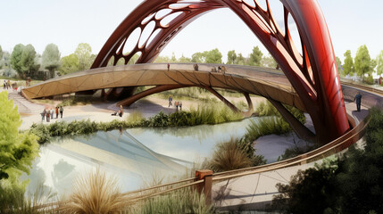 Poster - bridge in the park high definition(hd) photographic creative image