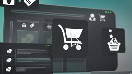 online shop animation e-commerce service on online web, interface of shopping website