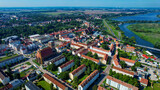 Fototapeta Morze - Aerial view of the city Anklam in Germany on a sunny day in summer