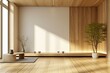 Muji style, an unfurnished wooden room showcasing the cleanliness of a Japandi-inspired interior