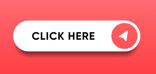 Fototapete - Click here web buttons with hand cursor. Set of action button with arrow pointer. Click button. Modern action button mouse click symbol. Computer mouse click cursor or Hand pointer symbol.
