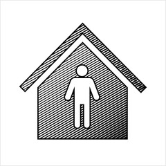 Wall Mural - Shelter Icon, Protective Building, Structure From Bad Weather, Danger