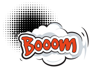 Wall Mural - Boom cloud in retro comic style. Halftone gradient balloon