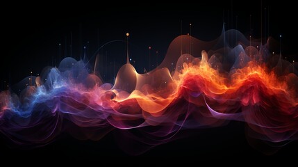Poster - Colored background of abstract sound wave. Abstract flowing wavy, smoke lines. Vibrant colorful digital dynamic wave.