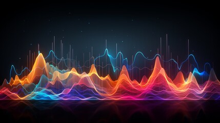 Poster - Colored background of abstract sound wave. Abstract flowing wavy, smoke lines. Vibrant colorful digital dynamic wave.