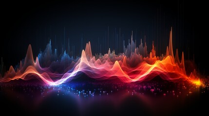 Poster - Colored background of abstract sound wave. Abstract flowing wavy, smoke lines. Vibrant colorful digital dynamic wave.