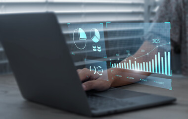 Wall Mural - business analytics tools charts and graphs with statistics to analyze business potential and forecas