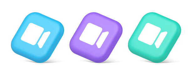 Poster - Camera photo video shooting multimedia content creation button 3d realistic isometric icon