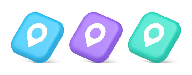 Poster - GPS map pin location service button application direction distance pointer 3d isometric icon