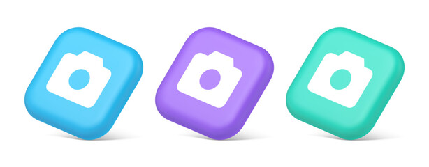 Poster - Camera multimedia application content creation digital button 3d realistic isometric icon
