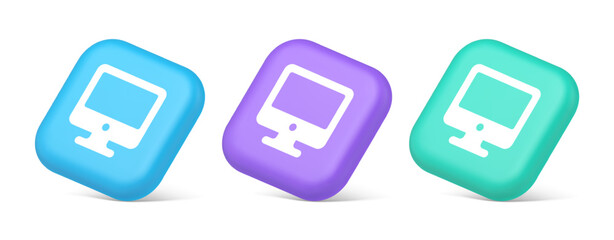 Poster - Computer monitor connection button cyberspace digital technology 3d realistic isometric icon