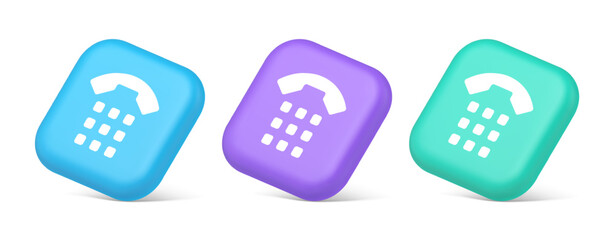 Poster - Phone call button application handset mobile contact communication 3d realistic isometric icon