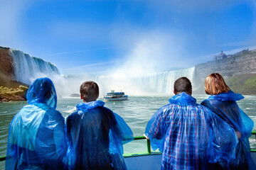 passengers view of niagara falls from tour boat