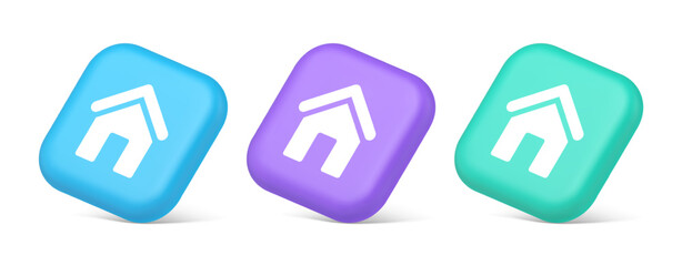 Poster - Main internet page button homepage house with roof navigation cyberspace interface 3d isometric icon