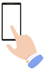 Poster - Phone screen with touching finger. Blank app template