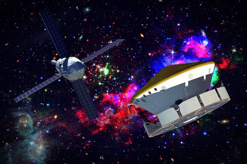 Wall Mural - spaceships and fascinating view. the elements of this image furnished by nasa.