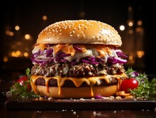 Large Burger With Large Cheese And Onion