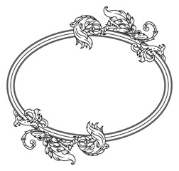 Wall Mural - ornate filigree border. round baroque decorative frame