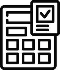 Poster - Calculator chemistry icon outline vector. Teacher school. Lady expert tech