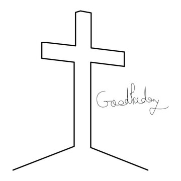 Jesus Christ sketch good Friday continuous single line and easter day cross outline vector art drawing and illustration
