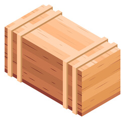 Wall Mural - Wooden cargo box. Freight container isometric icon