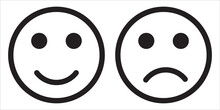 Smiley Face Emoji Icon Vector.  Smiling Symbol. Smile Sign. Simple Flat Shape Happy And Sad Emotion Logo. Isolated On White Background. 1234