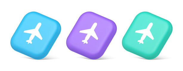 Poster - Airplane online check in button digital service passenger registration 3d realistic isometric icon
