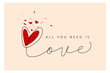 © LadadikArt - Romantic card with love lettering and hand drawn heart