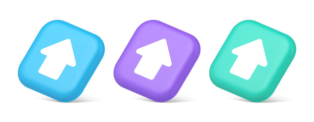 Poster - Arrow up button directional pointer cyberspace cursor 3d realistic isometric icon