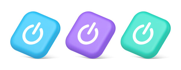 Poster - Shutdown turn on off button energy switch power start stop web app design 3d isometric icon