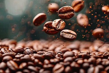 Coffee beans embodying caffeine and roast perfect for espresso brown hue blending into any drink food speaks of black dark seeds background fading into close up macro mocha and natural aroma