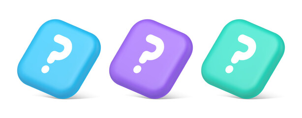 Poster - Question mark button advise attention answer FAQ point internet info support 3d isometric icon