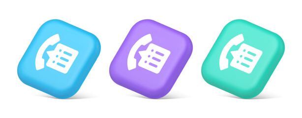 Poster - Phonebook handset important contact list info button phone call communication 3d isometric icon