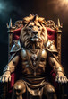 Portrait of the Lion King War , King crown Imperial Roman , History Ai Generative Animal	