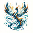 Logo tattoo bird phoenix water and lightning concept Chinese art style 